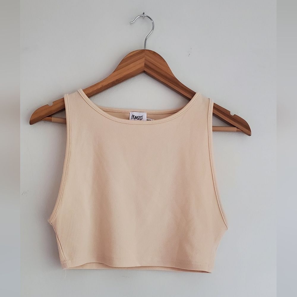 Princess Polly Beige Ribbed Laila Tank Top Size US 6